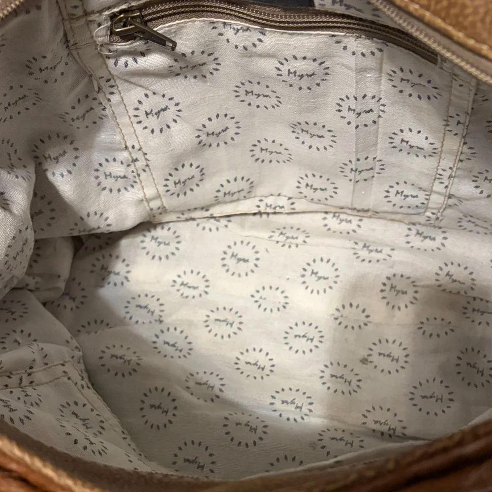 Myra Bag Hazel Opulence Cowhide Leather Bag in Brown and White Pattern - Picture 6 of 14